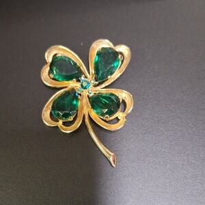 Gold and Green Clover Brooch Good Luck Brooch Great Gift Or Keep For Yourself
